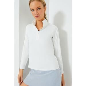 TUCKERNUCK SPORT White Performance Jersey Carver Quarter Zip Tee Size M NWT